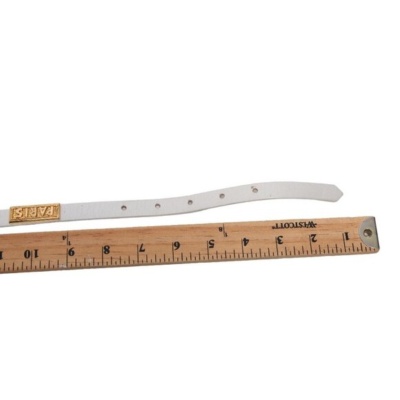 Vintage Beverly Hamburg Leather Skinny Belt PARIS Stamp Gold White 90s Canada - Picture 8 of 12